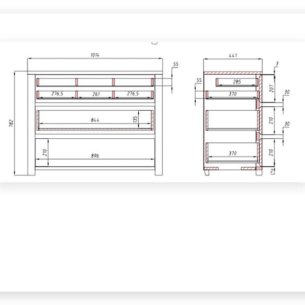 Cassettiera in rovere massiccio