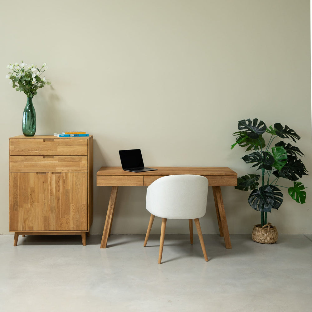 Scrivania in rovere massiccio NordicStory Einstein I 140 x 55 x 76 cm.