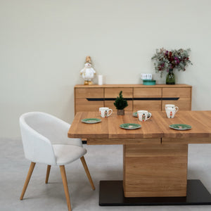 NordicStory Tavolo da pranzo allungabile in rovere massiccio Brema, 160-250 x 90 x 75 cm.