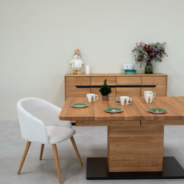 NordicStory Tavolo da pranzo allungabile in rovere massiccio Brema, 160-250 x 90 x 75 cm.