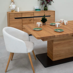 NordicStory Tavolo da pranzo allungabile in rovere massiccio Brema, 160-250 x 90 x 75 cm.