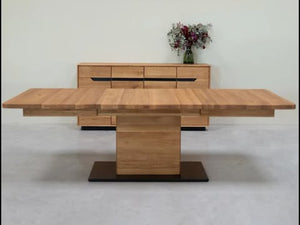 Tavolo da pranzo allungabile in rovere massiccio Brema, 160-250 x 100 x 75 cm.