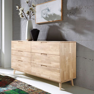 NordicStory Madia Cassettiera in rovere massiccio Escandi 4 160 x 45 x 84,5 cm.