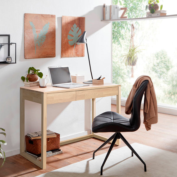 Tavolo da scrittura NordicStory, cassettiera in rovere massiccio