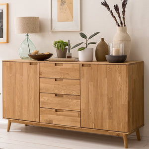 NordicStory Credenza Cassettiera in legno massiccio di quercia