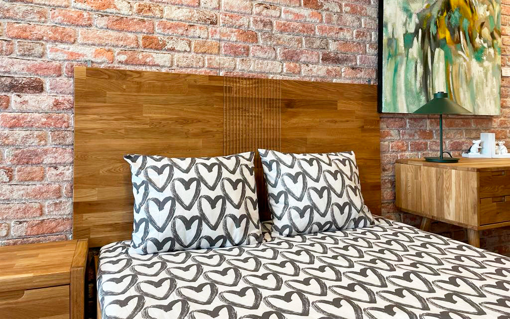 NordicStory, legno massiccio di quercia, stile nordico, stile scandinavo, mobili per camera da letto, letto in legno, testiera in legno, letto in legno, testiera in legno