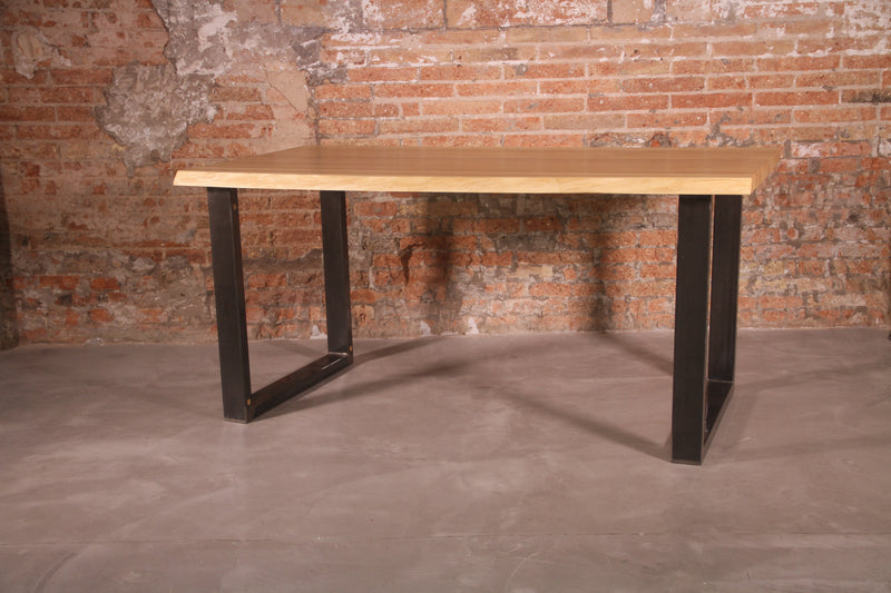 tavolo industriale a soppalco in legno massiccio