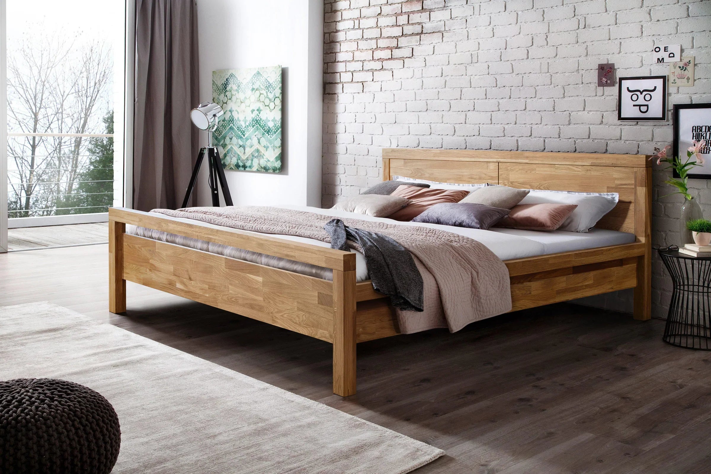 NordicStory Letto da camera scandinavo in rovere massiccio