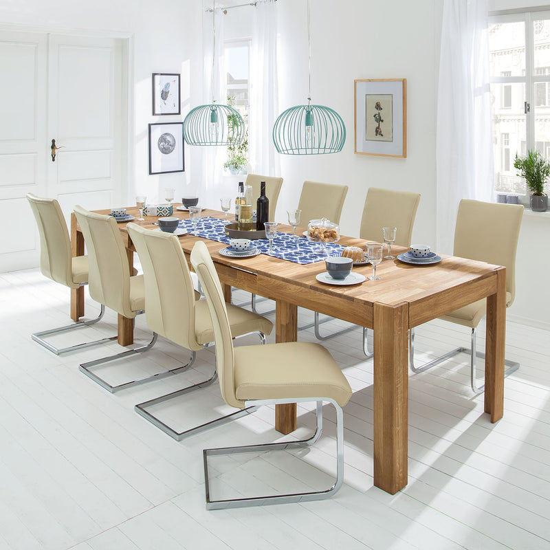 NordicStory tavolo da pranzo allungabile in legno massiccio di rovere rustico