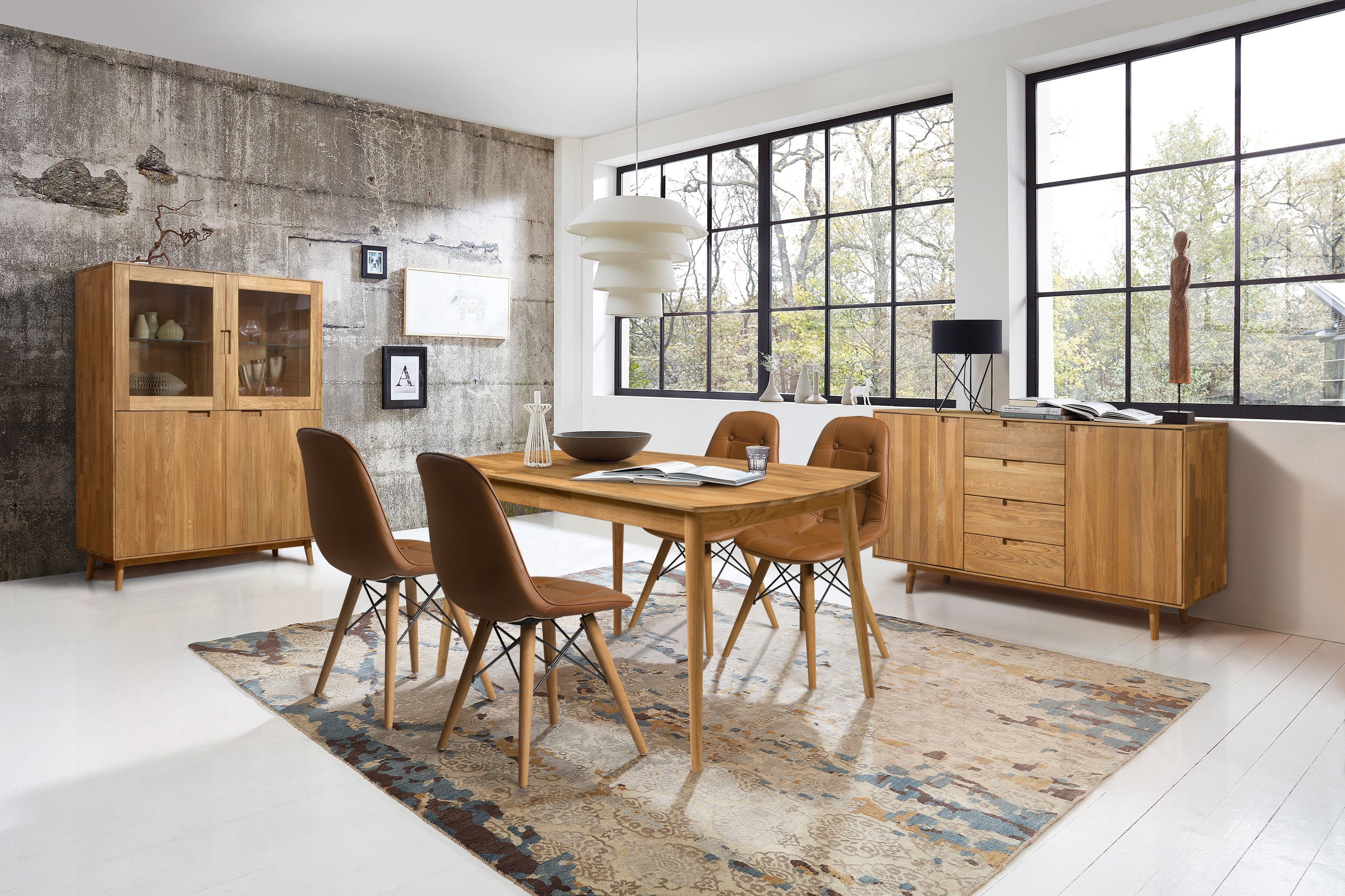 NordicStory, mobili, legno massiccio di quercia, casa, sala da pranzo, credenza, tavolo da pranzo, vetrina, consolle