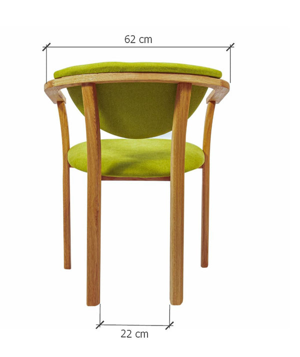Confezione da 2 o 4 sedie da pranzo Alexis, struttura in rovere massiccio, rivestimento in verde vivo | NordicStory