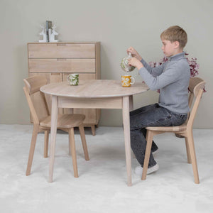 Tavolo da pranzo rotondo allungabile in rovere massiccio Escandi 3, 100-130 x 100 x 75 cm | NordicStory