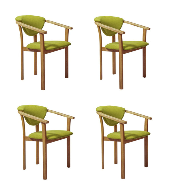 Confezione da 2 o 4 sedie da pranzo Alexis, struttura in rovere massiccio, rivestimento in verde vivo | NordicStory