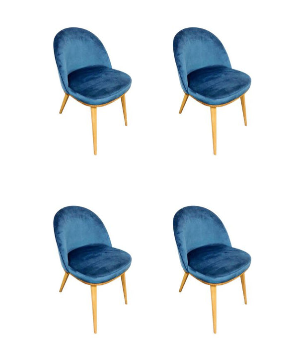 Confezione da 2 o 4 sedie da pranzo Clara, struttura in rovere massiccio, rivestimento in blu Monako | NordicStory