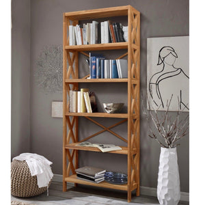 Libreria Libreria in rovere massiccio Royal, 79 x 30 x 198 cm, NordicStory