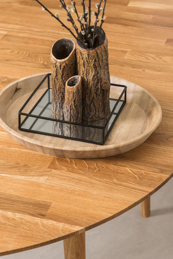 Tavolo da pranzo rotondo allungabile in rovere massiccio Escandi 3, 100-130 x 100 x 75 cm | NordicStory