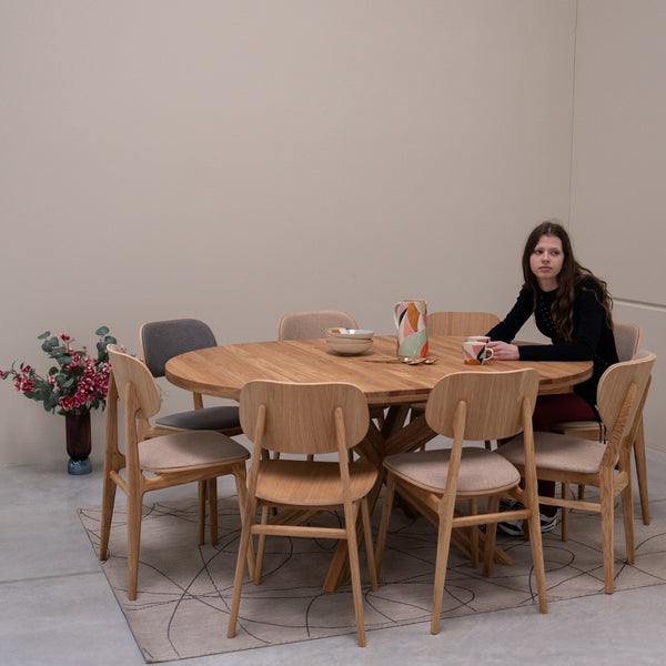 NordicStory Holger tavolo da pranzo rotondo allungabile in rovere massiccio