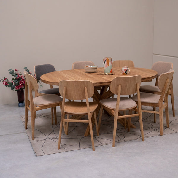 NordicStory Holger tavolo da pranzo rotondo allungabile in rovere massiccio