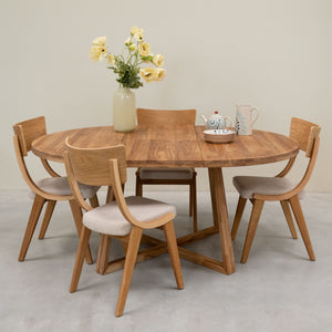 Confezione da 2 o 4 sedie da pranzo Lucas in rovere massiccio, rivestite in grigio o beige | VESKOR