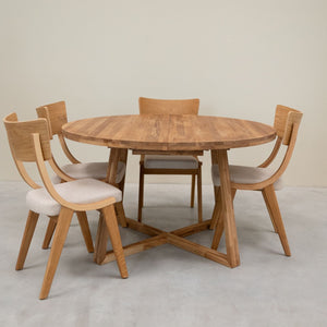 Confezione da 2 o 4 sedie da pranzo Lucas in rovere massiccio, rivestite in grigio o beige | VESKOR