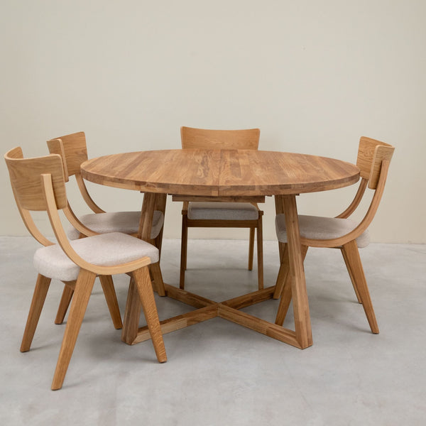 Confezione da 2 o 4 sedie da pranzo Lucas in rovere massiccio, rivestite in grigio o beige | VESKOR