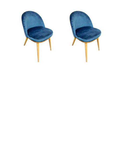 Confezione da 2 o 4 sedie da pranzo Clara, struttura in rovere massiccio, rivestimento in blu Monako | NordicStory