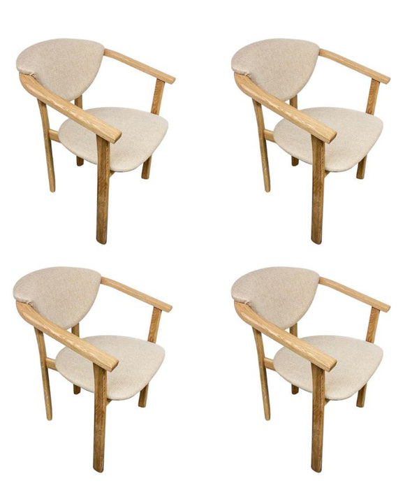 Confezione da 2 o 4 sedie da pranzo Alexis, struttura in rovere massiccio, rivestimento beige | NordicStory