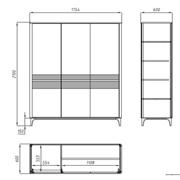 Armadio in legno massiccio Oxford 4
