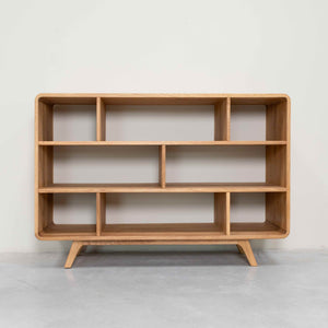 Libreria in legno massiccio di quercia Geneva 1, 130 x 45 x 89 cm, NordicStory