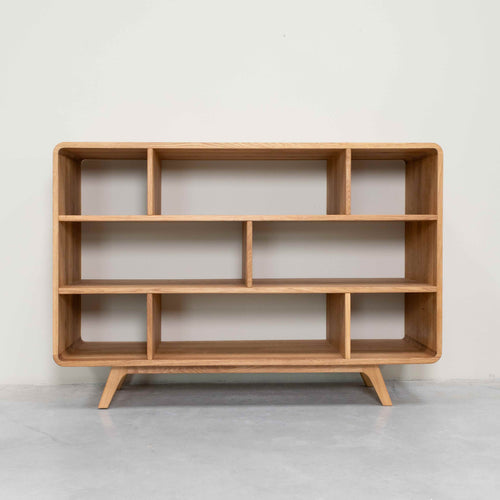 Libreria in legno massiccio di quercia Geneva 1, 130 x 45 x 89 cm, NordicStory