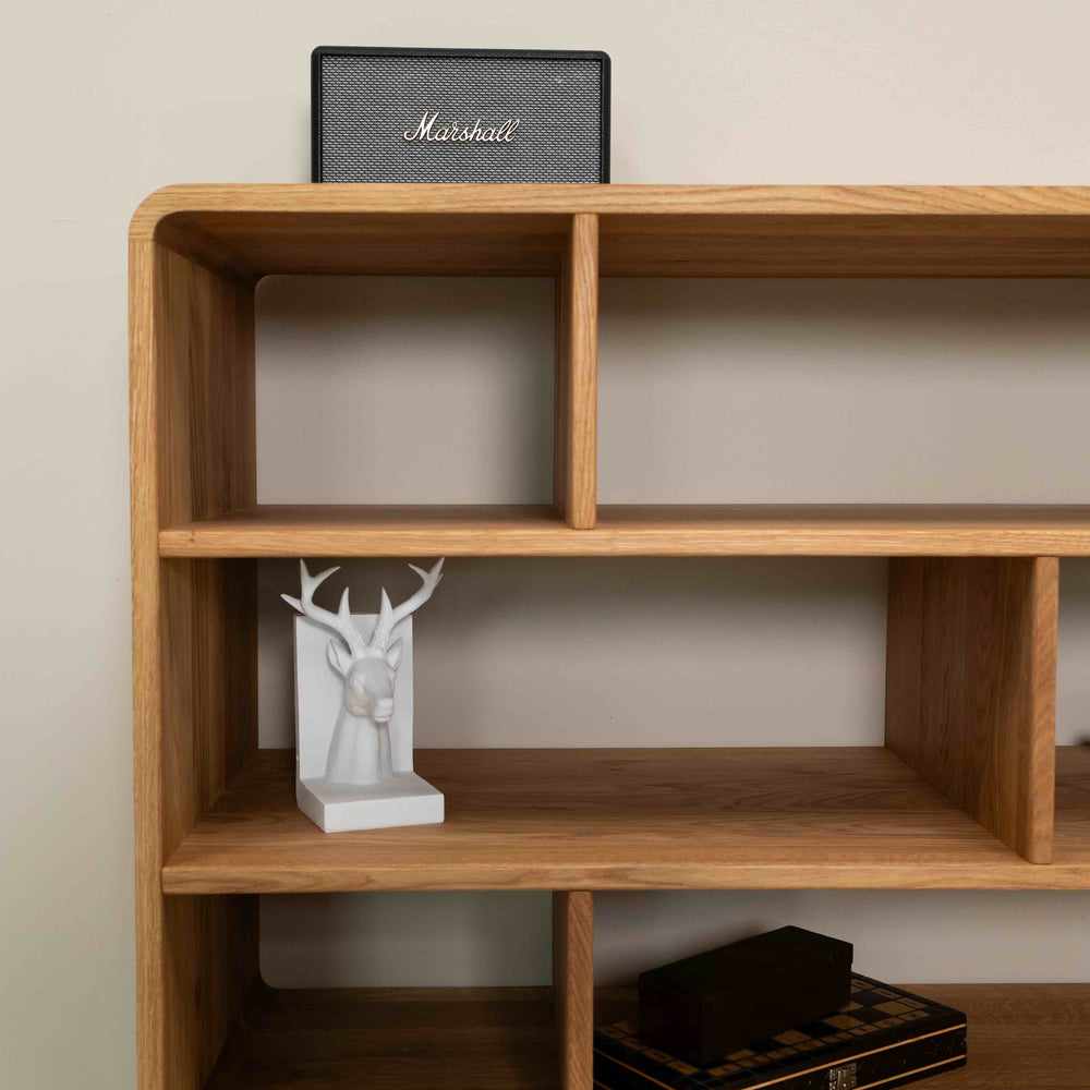 Libreria in legno massiccio di quercia Geneva 1, 130 x 45 x 89 cm, NordicStory