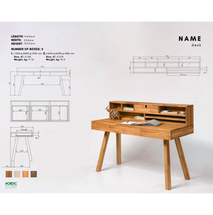 NordicStory Scrivania in rovere massiccio Einstein 2 con ripiano galleggiante 