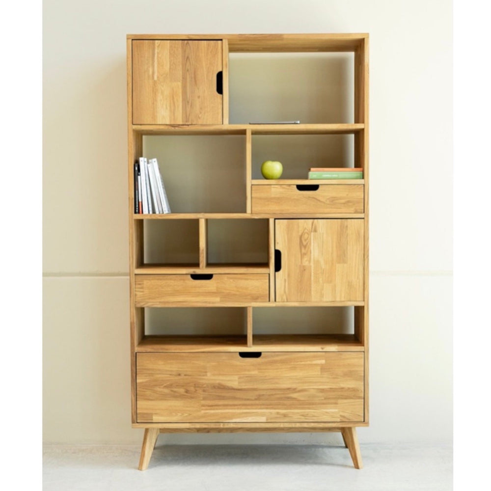 NordicStory Libreria per accappatoio sostenibile Sistema di scaffalature in legno massiccio 
