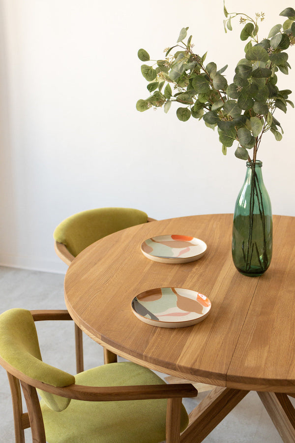Tavolo da pranzo rotondo allungabile NordicStory Holger in rovere massiccio 140-190 x 140 x 76 cm.