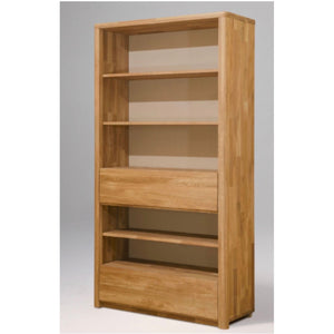 Libreria a muro con 2 cassetti in rovere massiccio Elsa 2 108 x 40 x 201,5 cm | NordicStory