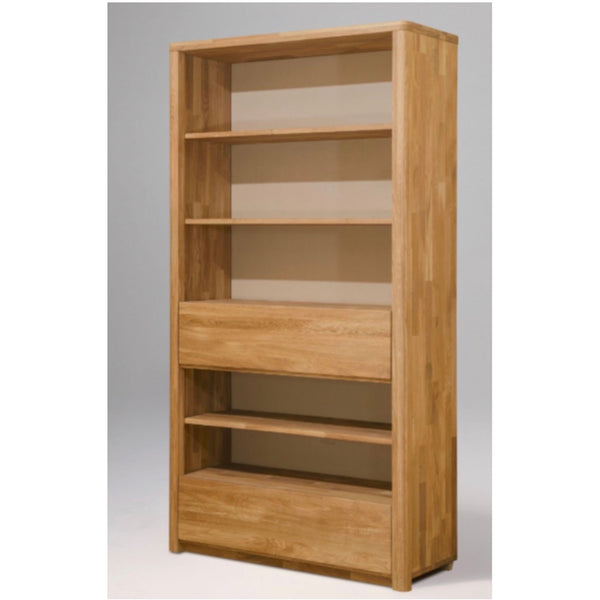 Libreria a muro con 2 cassetti in rovere massiccio Elsa 2 108 x 40 x 201,5 cm | NordicStory