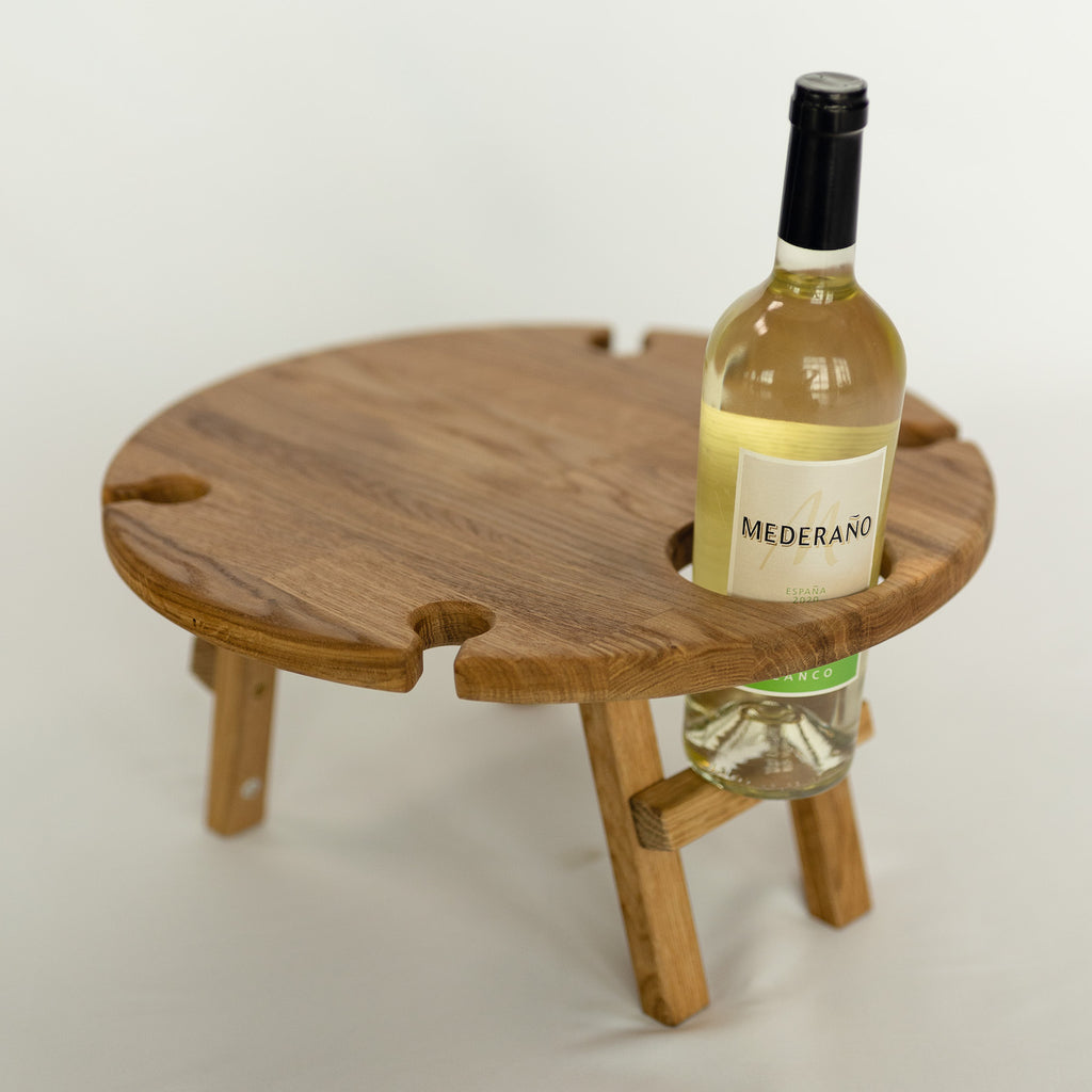 NordicStory Mini tavolo da vino pieghevole in legno massiccio di quercia Tavolo da picnic pieghevole in legno massiccio