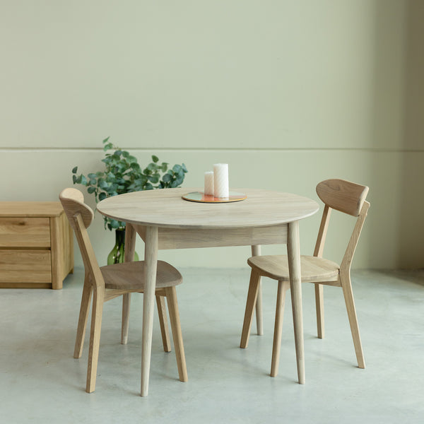 Roble.Store Tavolo da pranzo rotondo allungabile in legno massiccio di rovere 