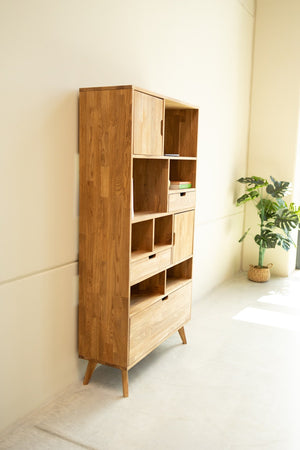 Libreria Libreria in rovere massiccio Escandi 3, 100 x 35 x 182,4 cm, NordicStory