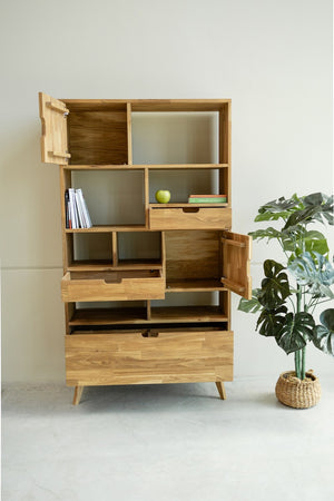 Libreria Libreria in rovere massiccio Escandi 3, 100 x 35 x 182,4 cm, NordicStory