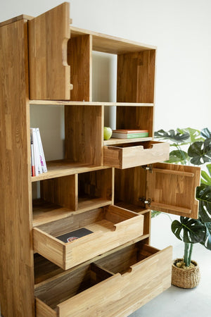 Libreria Libreria in rovere massiccio Escandi 3, 100 x 35 x 182,4 cm, NordicStory
