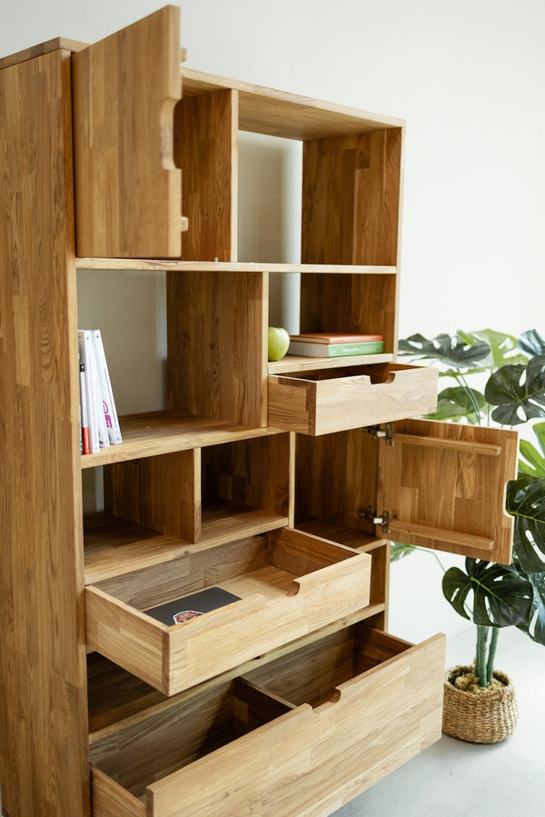 Libreria Libreria in rovere massiccio Escandi 3, 100 x 35 x 182,4 cm, NordicStory