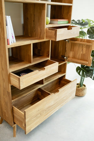 Libreria Libreria in rovere massiccio Escandi 3, 100 x 35 x 182,4 cm, NordicStory