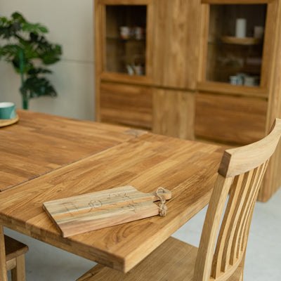 Tavolo da pranzo allungabile in legno massiccio di quercia sostenibile