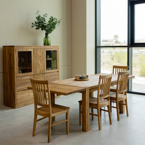 Tavolo da pranzo allungabile in legno massiccio di quercia