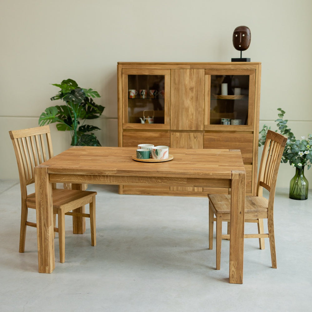 Tavolo da pranzo allungabile in legno massiccio di quercia sostenibile