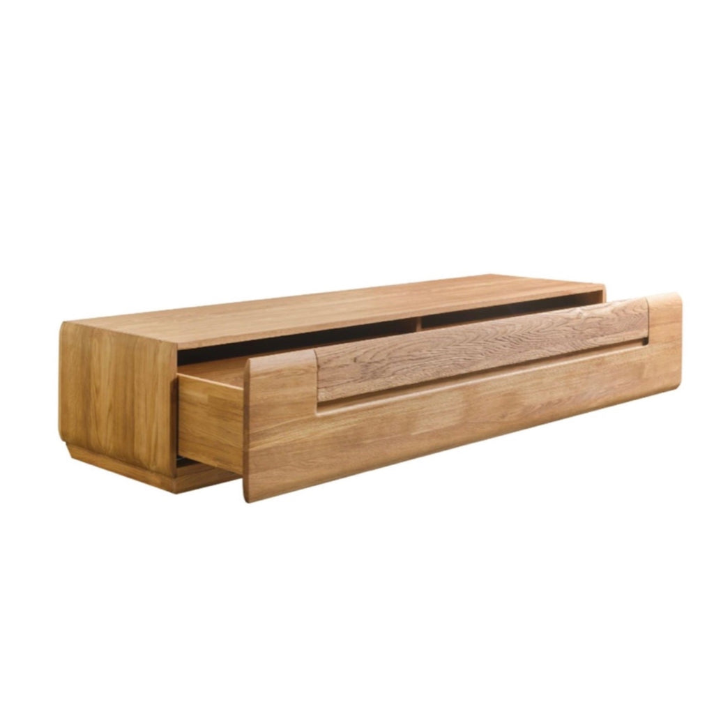 Mobile porta tv 150x48h cm in legno rovere e antracite con 2 ante e vani a  giorno - Kimora