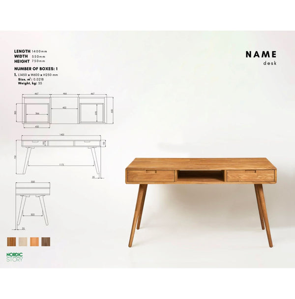 Scrivania in rovere massiccio Escandi 5, 140 x 55 x 75 cm | NordicStory