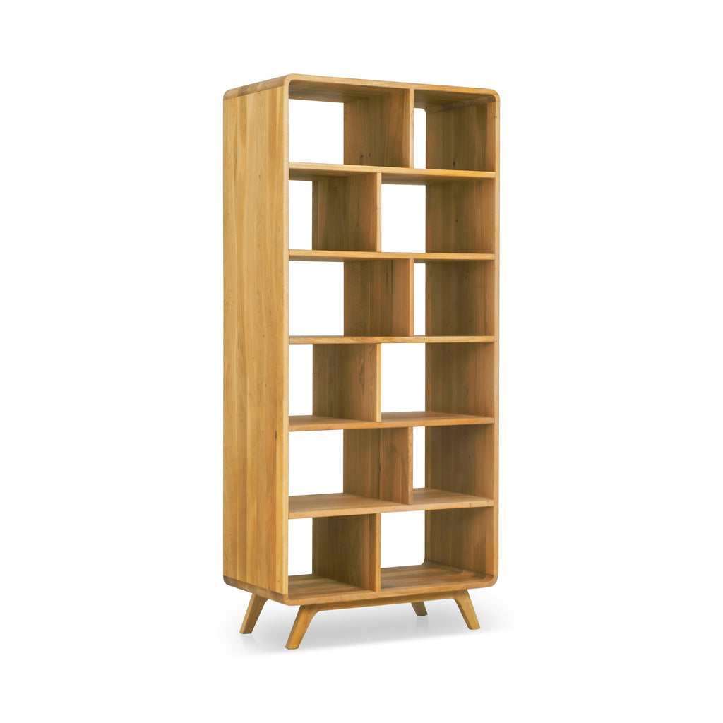 NordicStory Libreria in rovere massiccio Geneva 2, 130 x 45 x 180 cm.