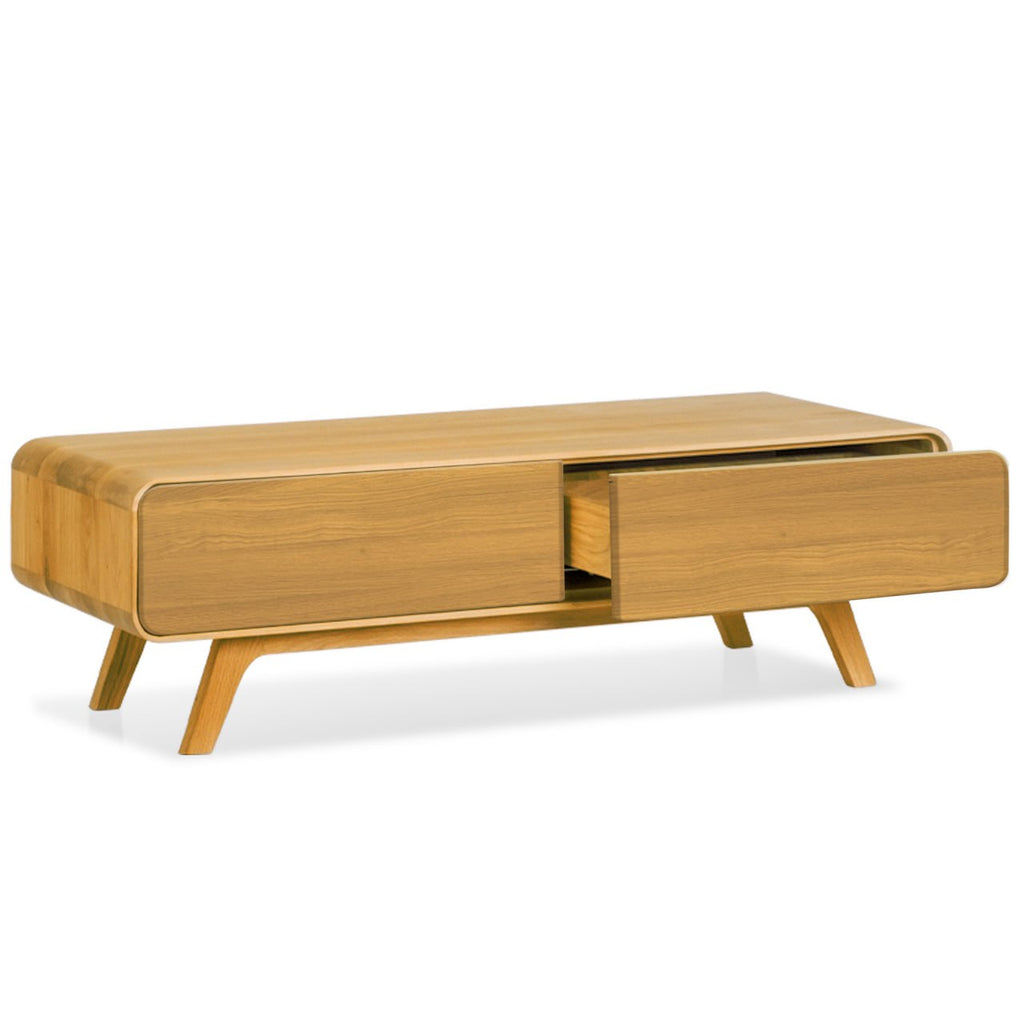 Credenza in legno massiccio NordicStory Geneva in rovere, 120 x 45 x 36,5 cm.